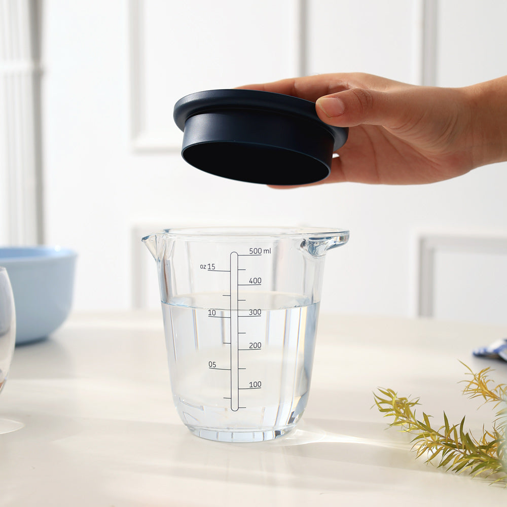 Chef It Glass Measuring Jug with Lid 500ml - Navy