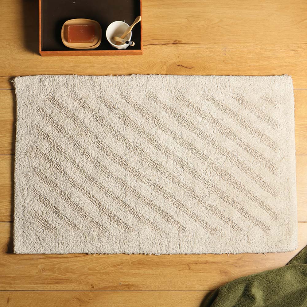 Chelsea Striped Reversible Tufted Bathmat - Taupe