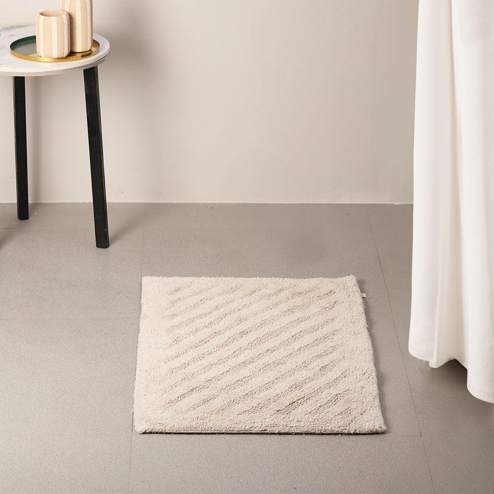 Chelsea Striped Reversible Tufted Bathmat - Taupe