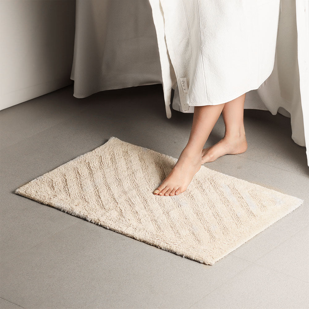 Chelsea Striped Reversible Tufted Bathmat - Taupe