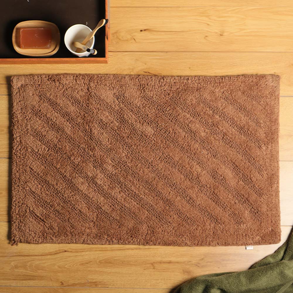 Chelsea Striped Reversible Tufted Bathmat - Walnut Brown