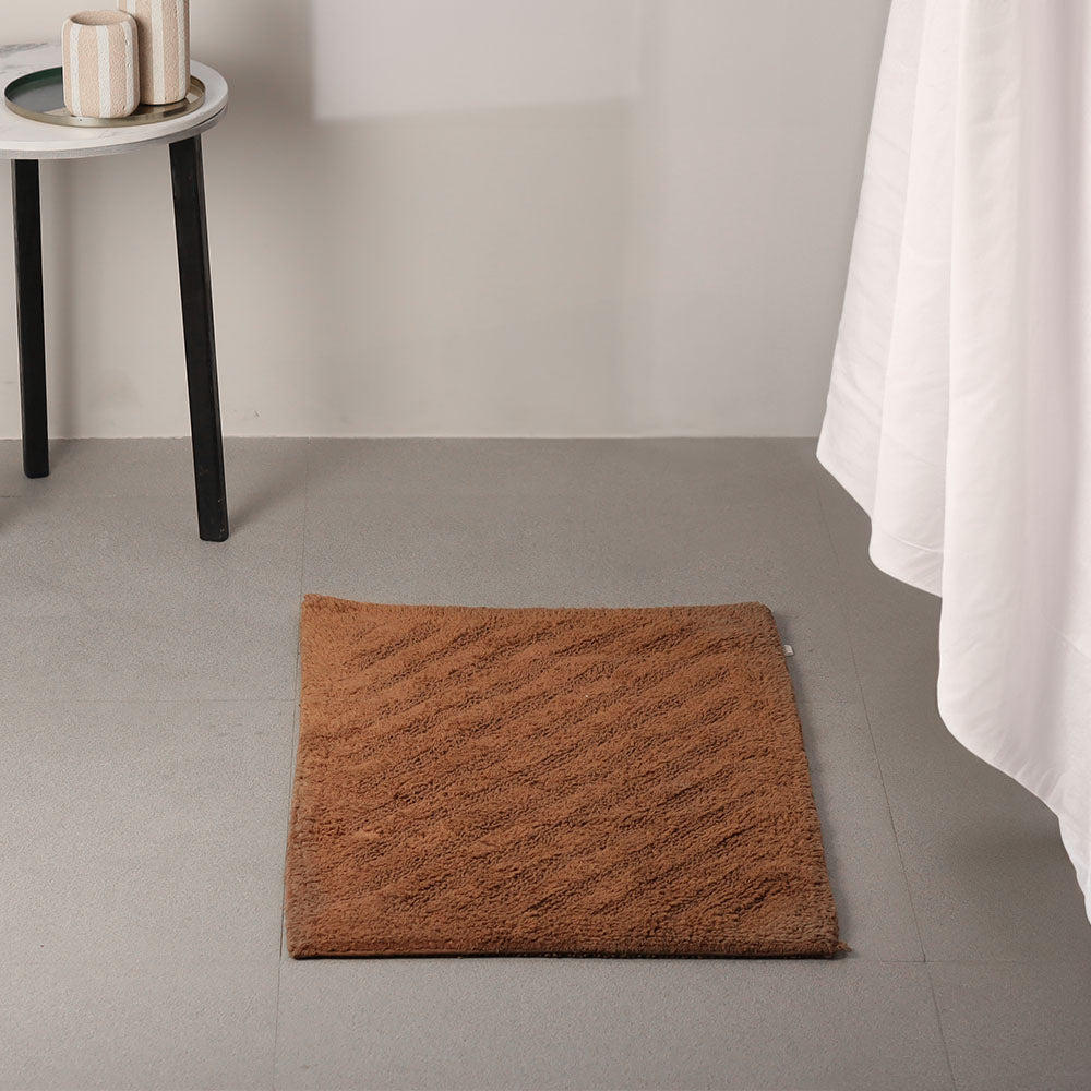 Chelsea Striped Reversible Tufted Bathmat - Walnut Brown