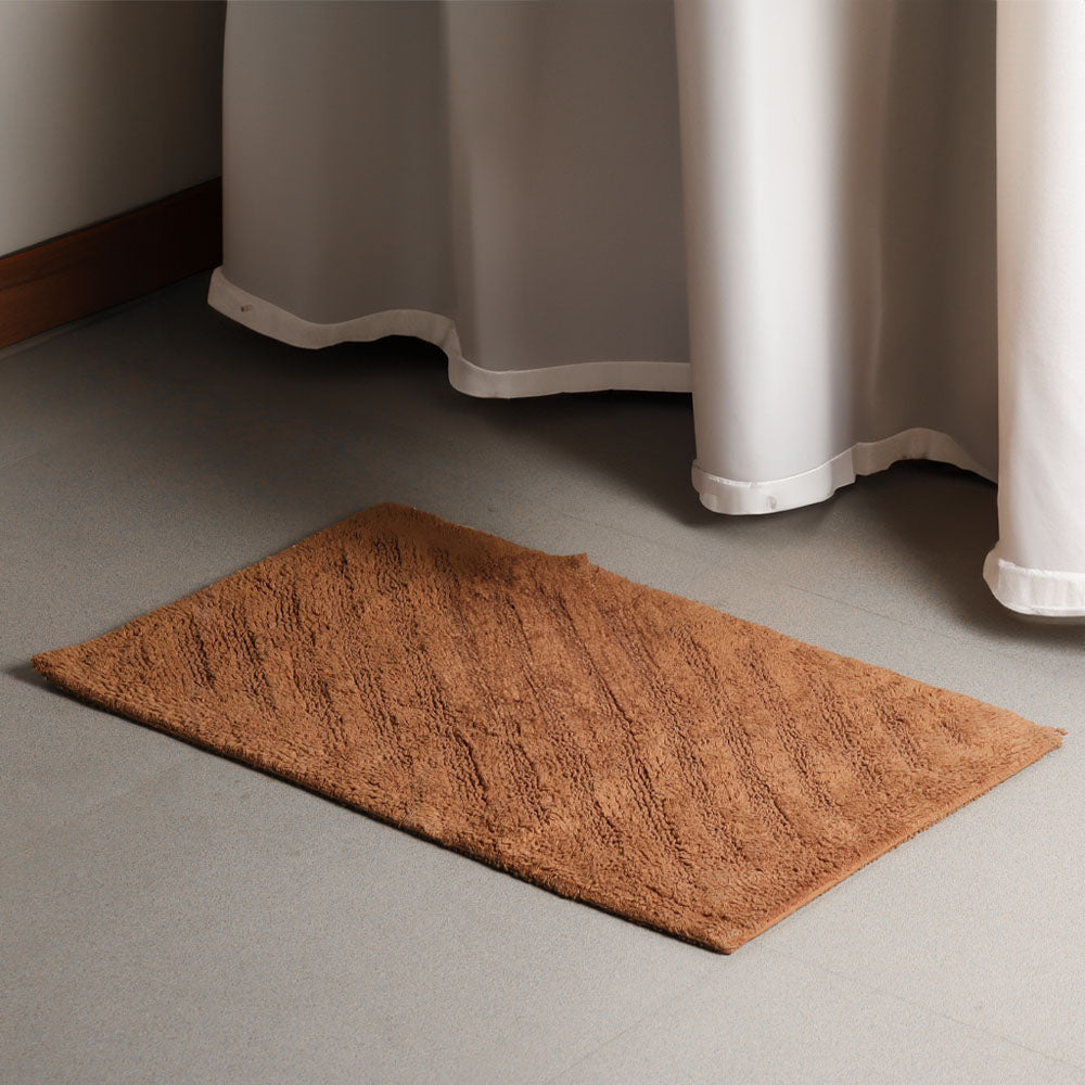 Chelsea Striped Reversible Tufted Bathmat - Walnut Brown