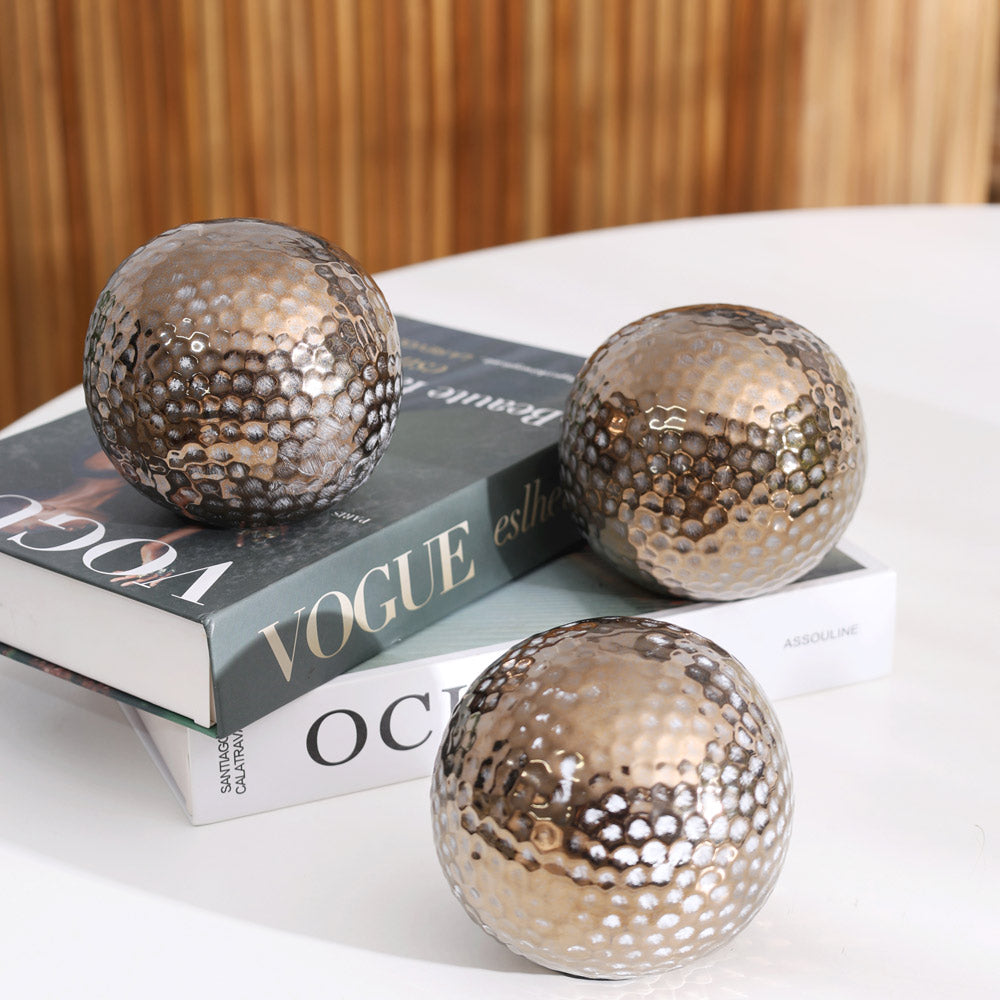 Cher Ceramic Ball Accents, Set of 3 - Gunmetal Gold