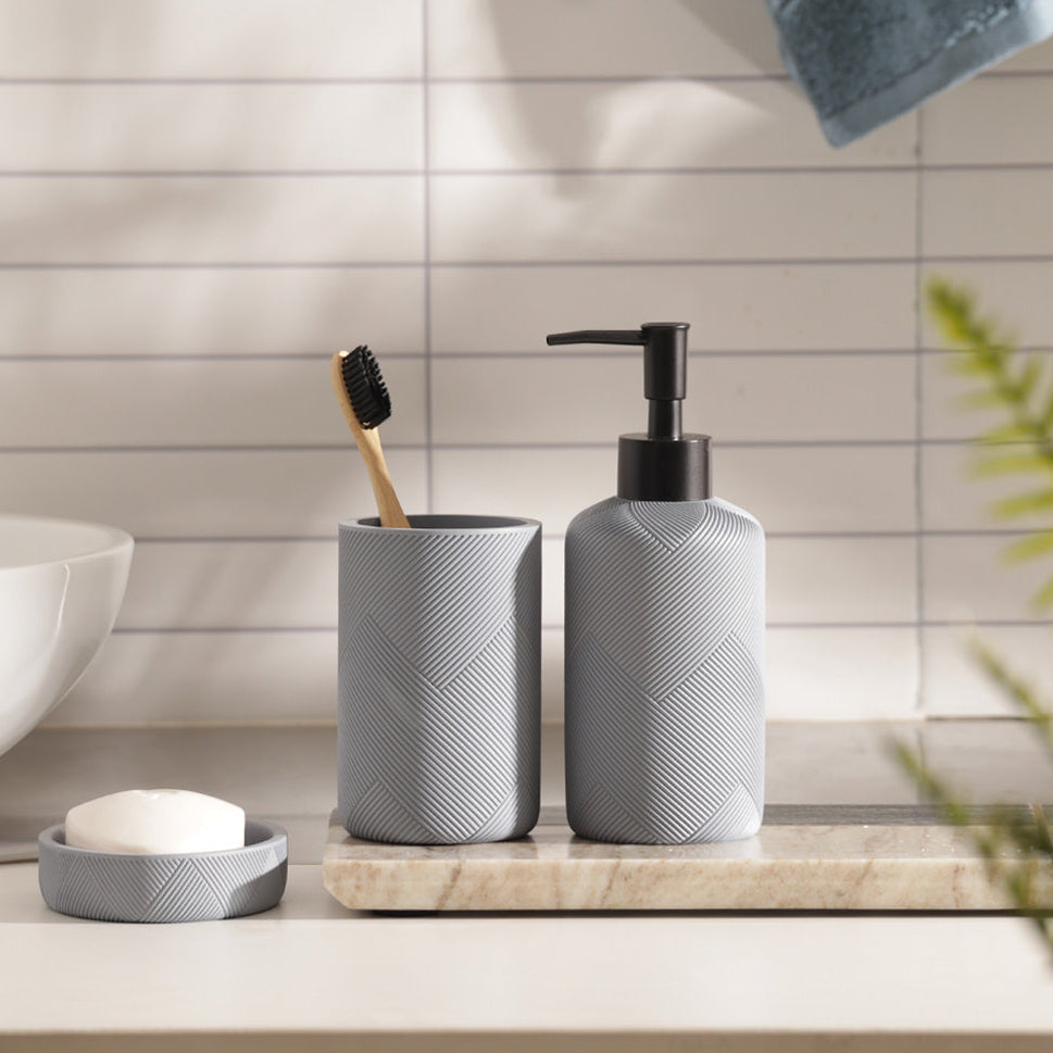 Chevron 3-piece Bathroom Set - Muted Blue