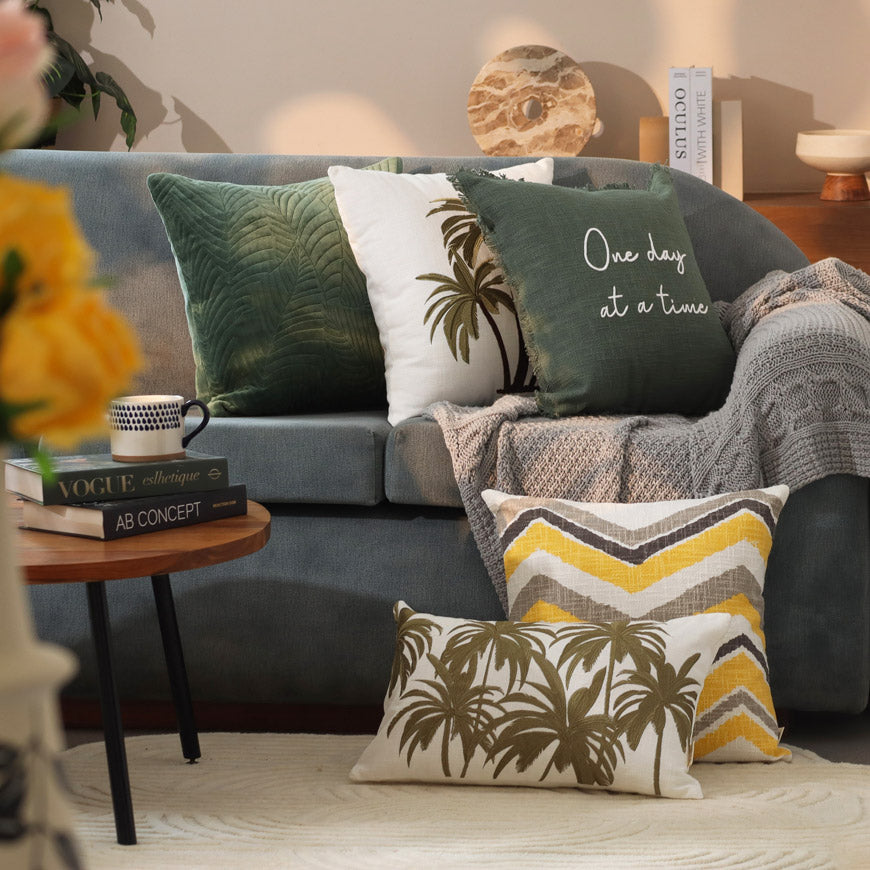 Chevron Printed Cushion Cover 45x45cm - Ochre