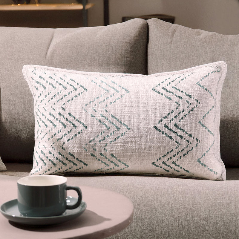 Chevron Printed Rectangular Cushion Cover 30x50cm - Blue Hue