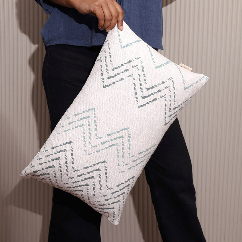 Chevron Printed Rectangular Cushion Cover 30x50cm - Blue Hue