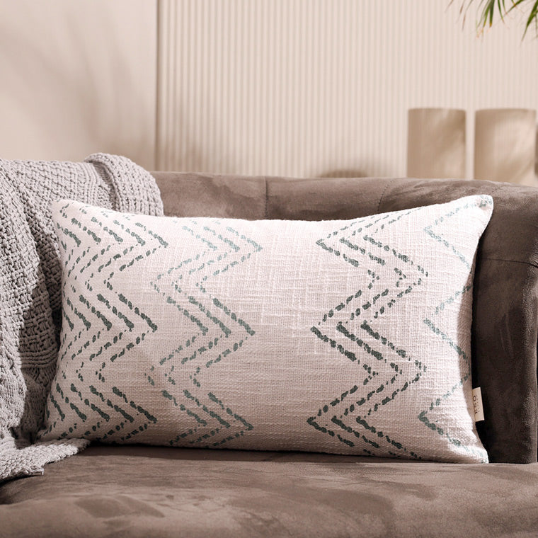 Chevron Printed Rectangular Cushion Cover 30x50cm - Blue Hue