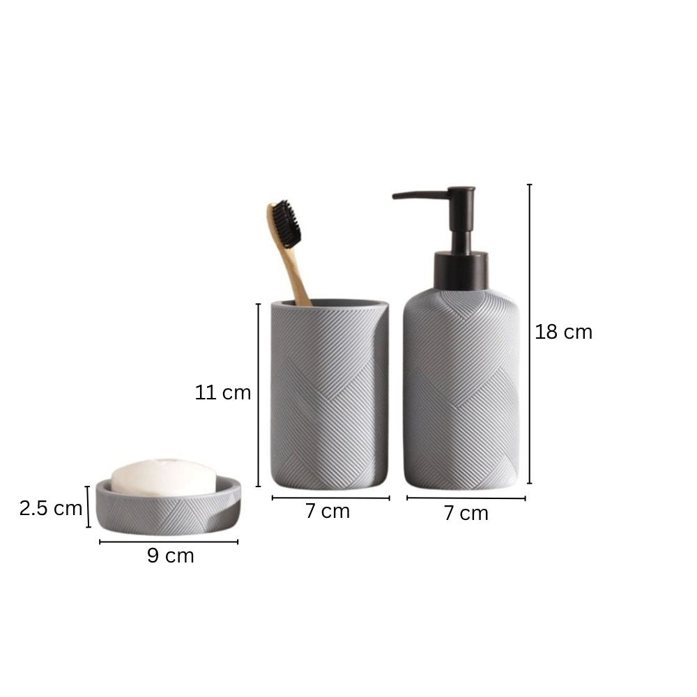 Chevron 3-piece Bathroom Set - Muted Blue