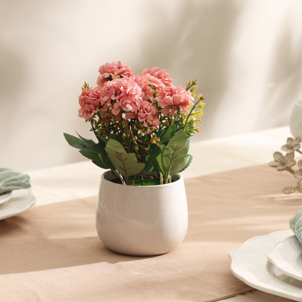 Chrysanthemums Artificial Potted Plant - Magenta White