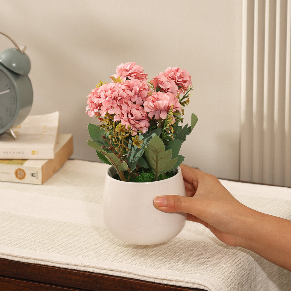 Chrysanthemums Artificial Potted Plant - Magenta White