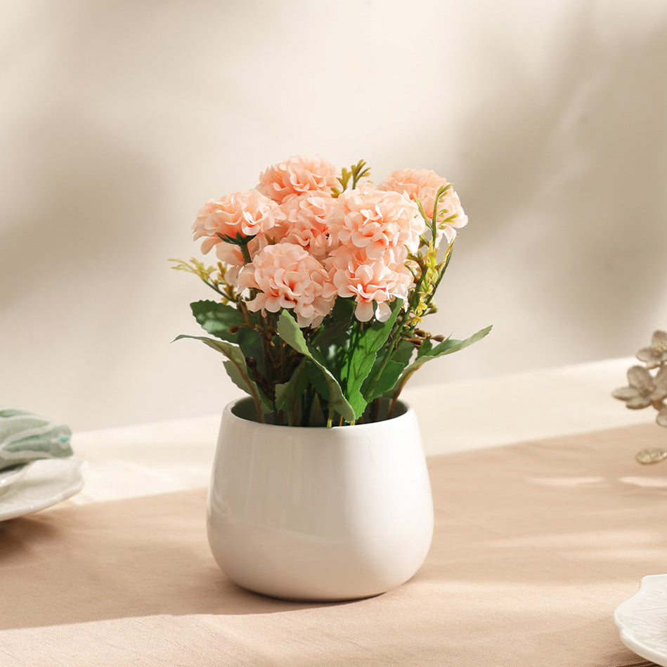 Chrysanthemums Artificial Potted Plant - Peach White