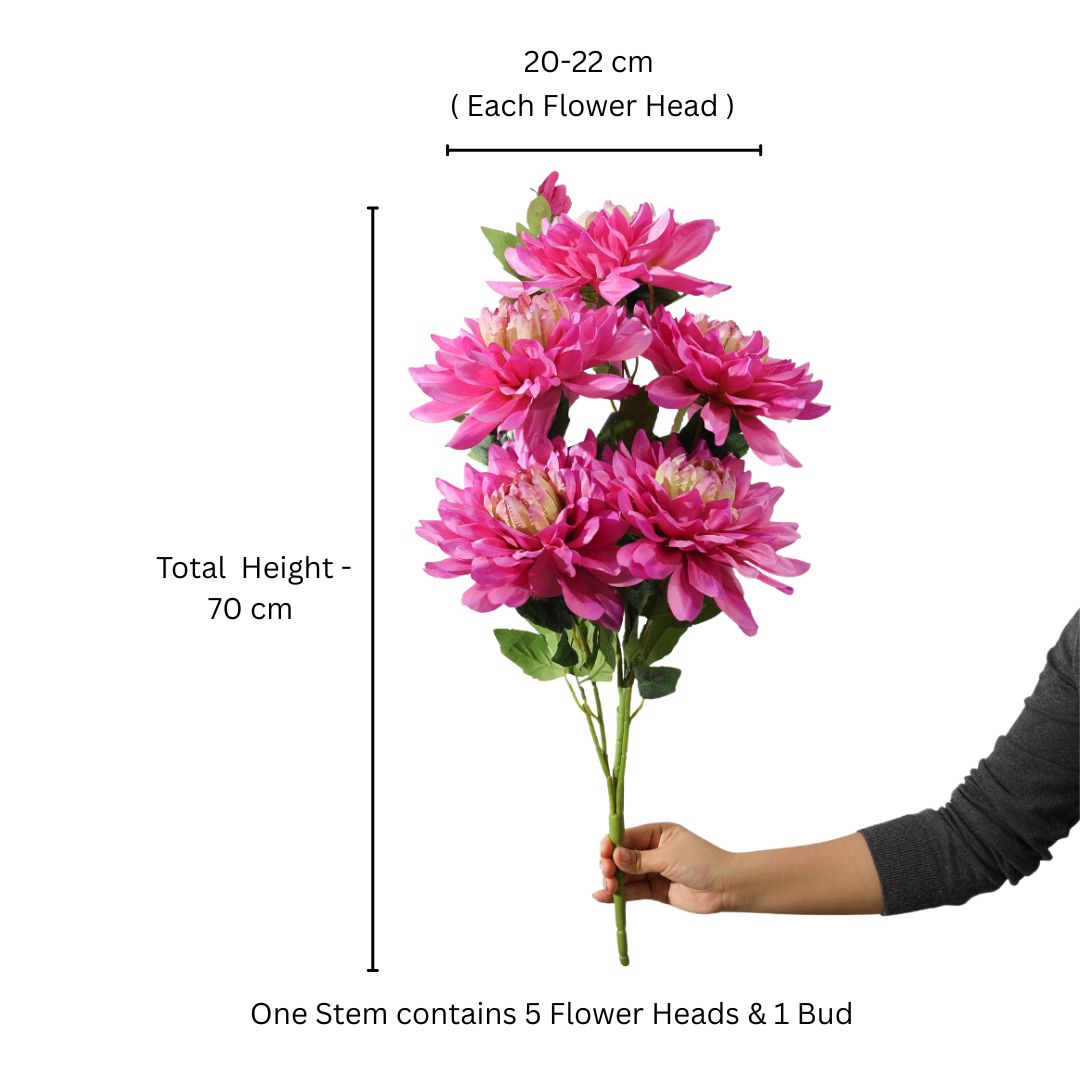 Chrysanthemums Faux Stem - Magenta Sage