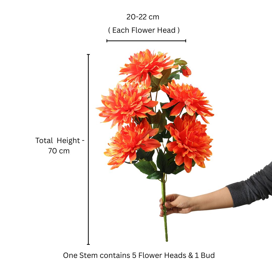 Chrysanthemums Faux Stem - Sunset Orange