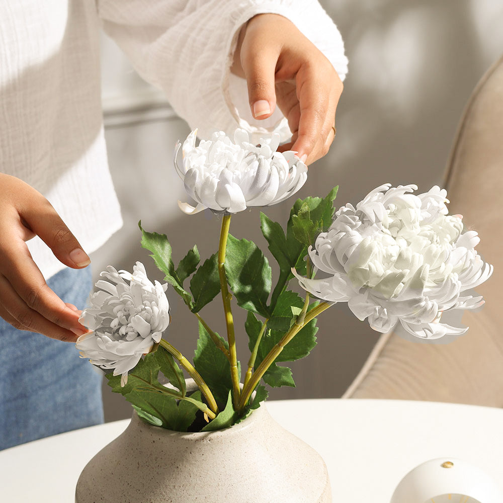 Chrysanthemums Faux Bunch - Ivory