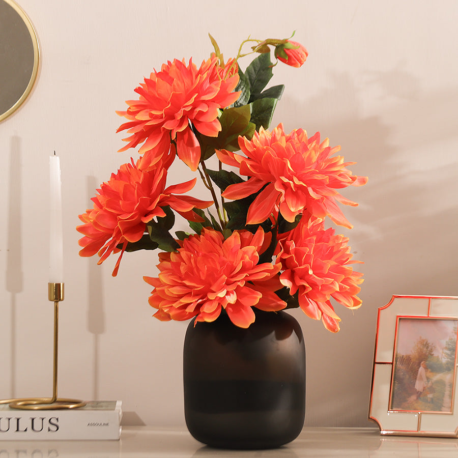 Chrysanthemums Faux Stem - Sunset Orange