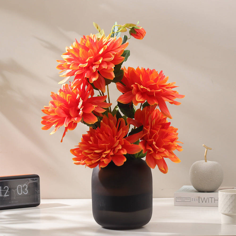 Chrysanthemums Faux Stem - Sunset Orange