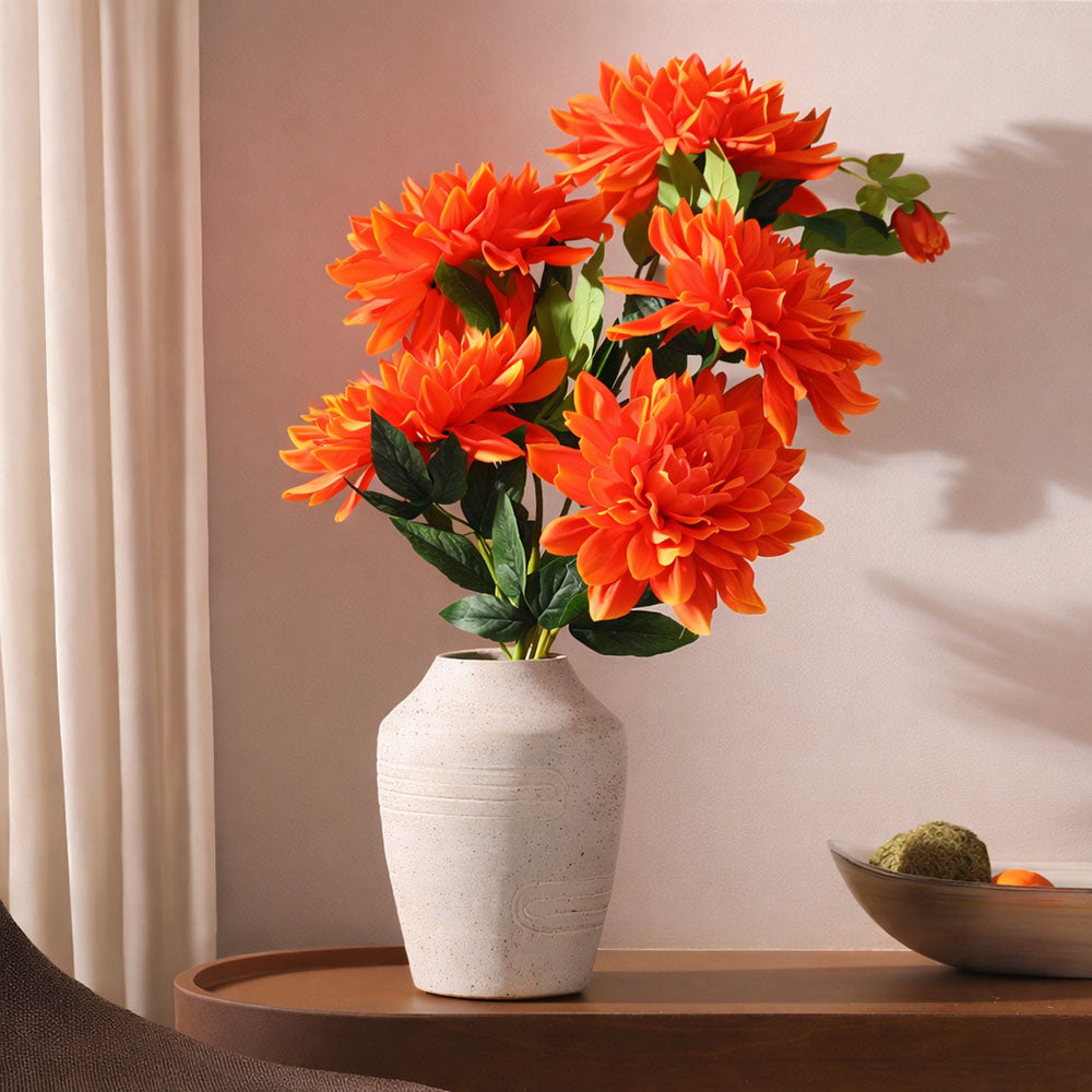 Chrysanthemums Faux Stem - Sunset Orange