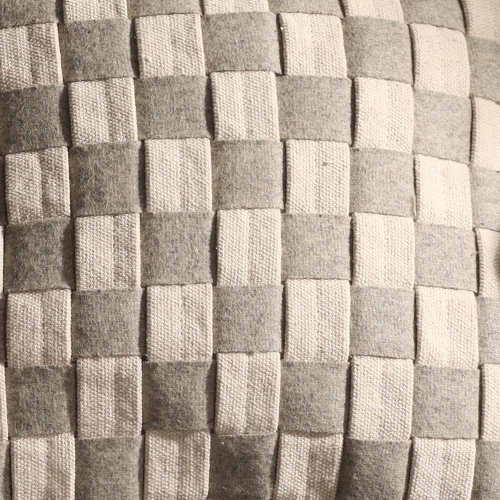 Macro Checkered Cotton Cushion Cover 45x45cm - Grey Beige