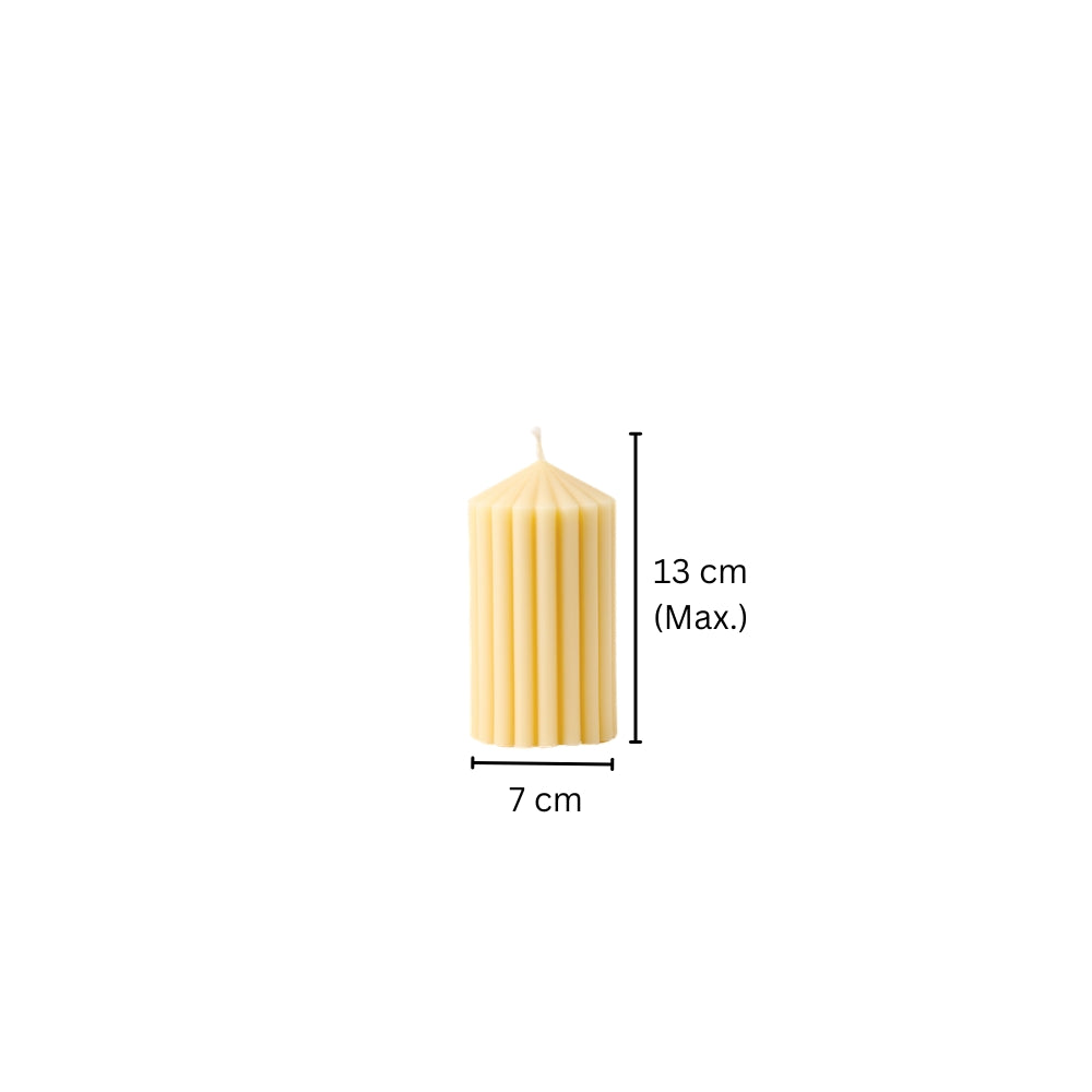 Cina Ribbed Tower Candle Medium - Cream