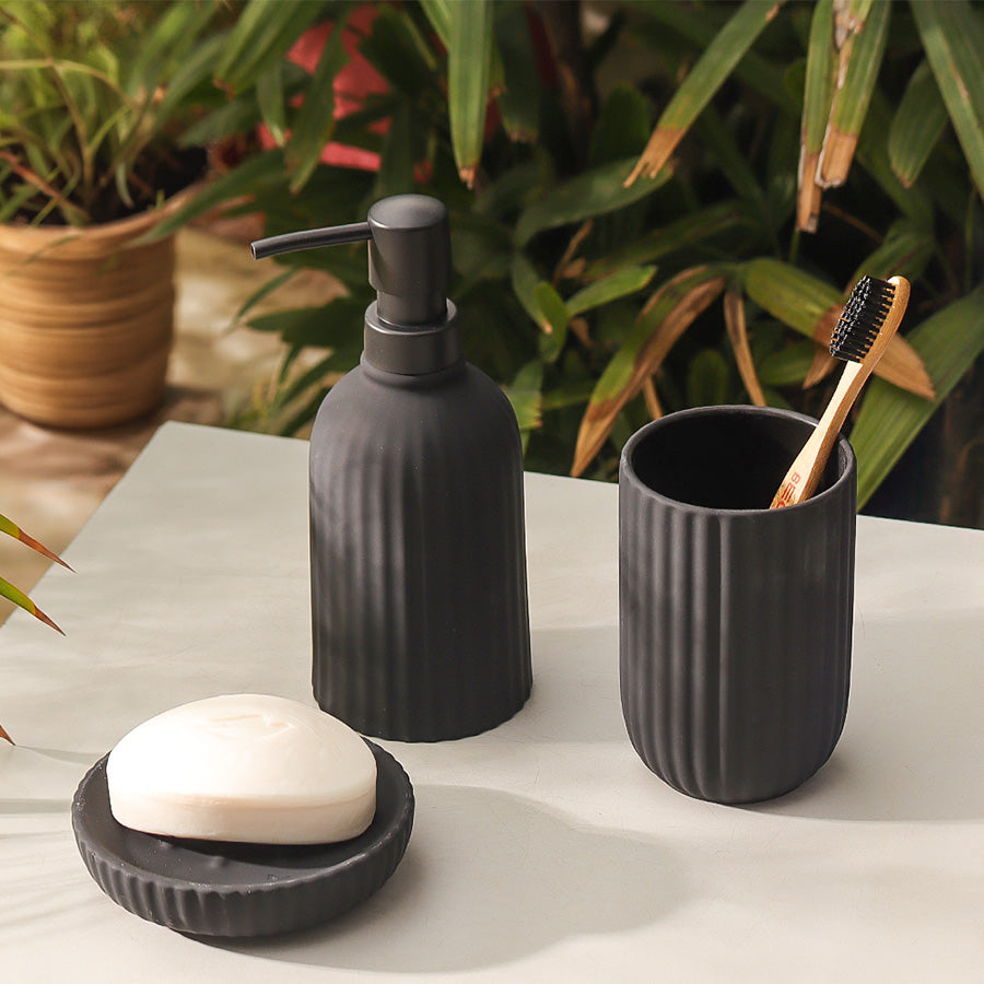 Cipher 3-piece Bathroom Set - Black