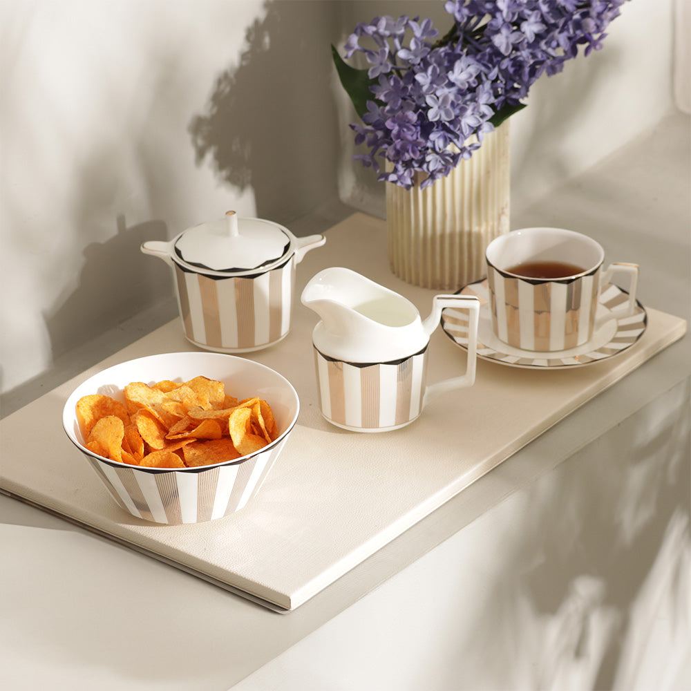 Cirque Sugar Bowl with Lid - White Gold