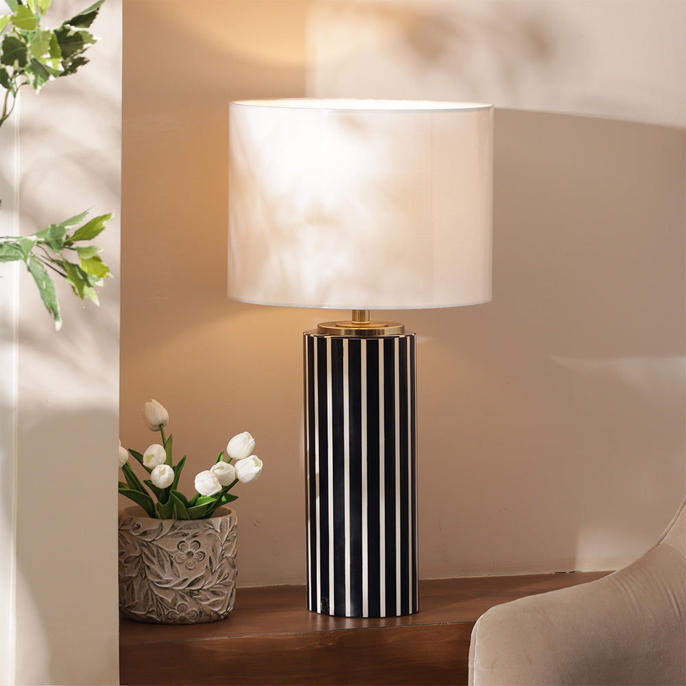 Cirque Striped Resin Table Lamp XL - Navy White