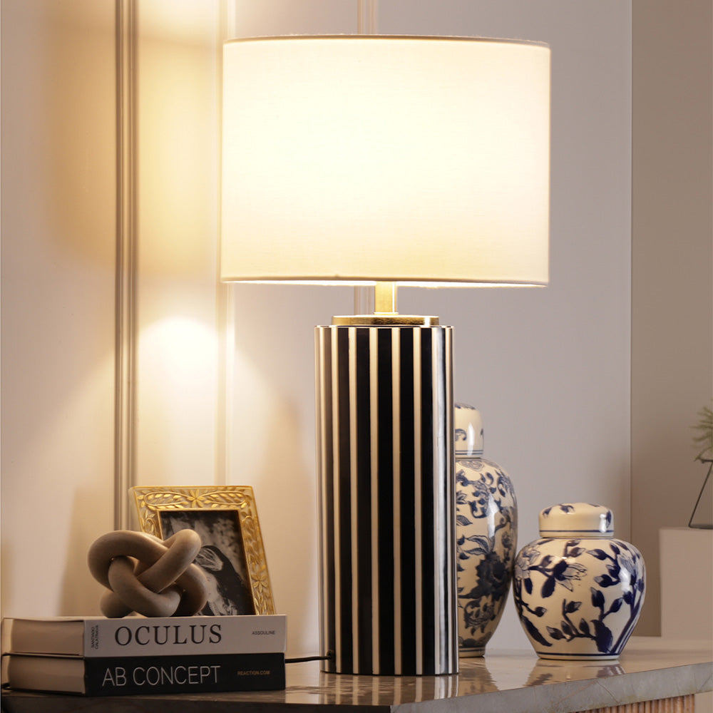 Cirque Striped Resin Table Lamp XL - Navy White