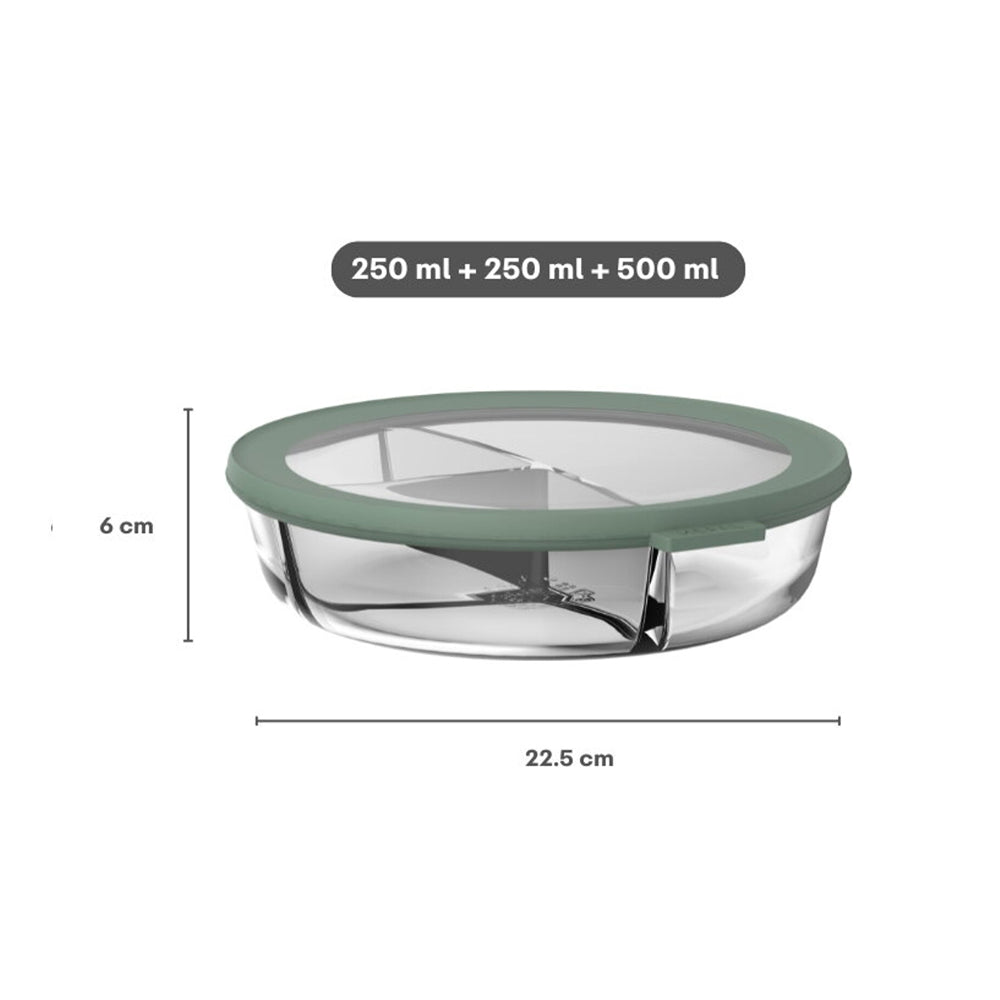 Cirqula Glass Bento Bowl With Lid - Nordic Sage