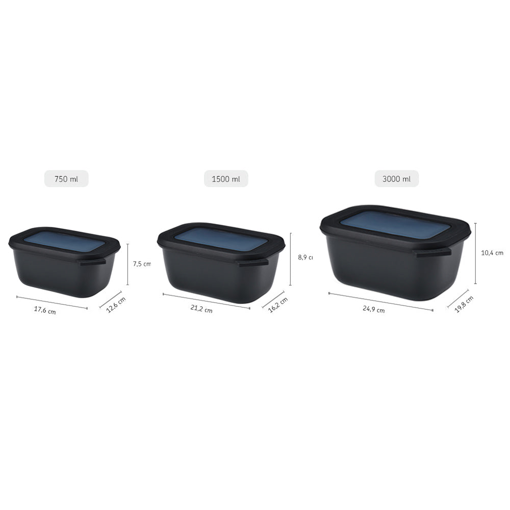 Cirqula Rectangular Storage Box 750ml - Nordic Black