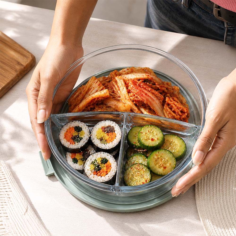 Cirqula Glass Bento Bowl With Lid - Nordic Sage