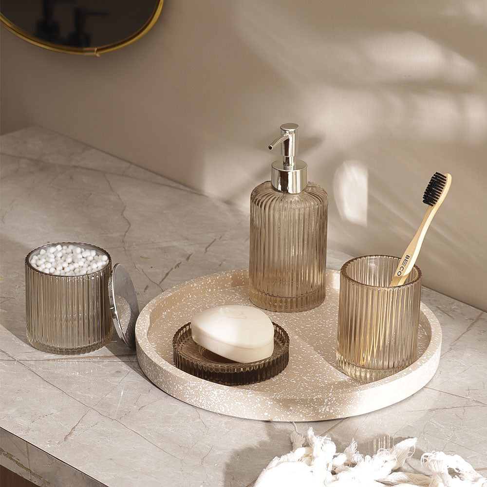 Clara 4-piece Glass Bathroom Set - Smokey Brown