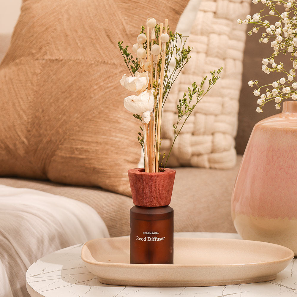 Clara Sandalwood Scented Reed Diffuser - Beige