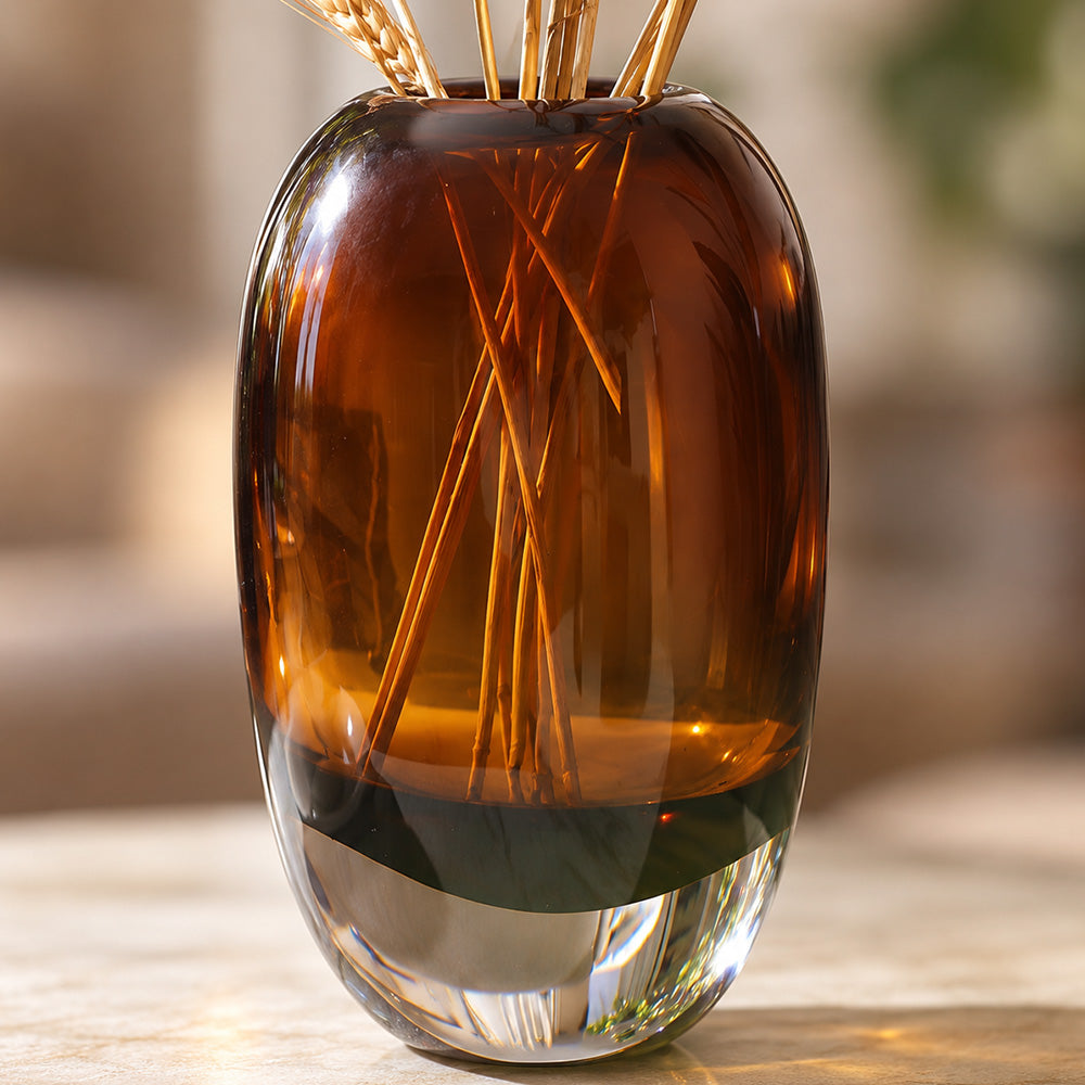 Clares Glass Oval Vase Medium - Amber