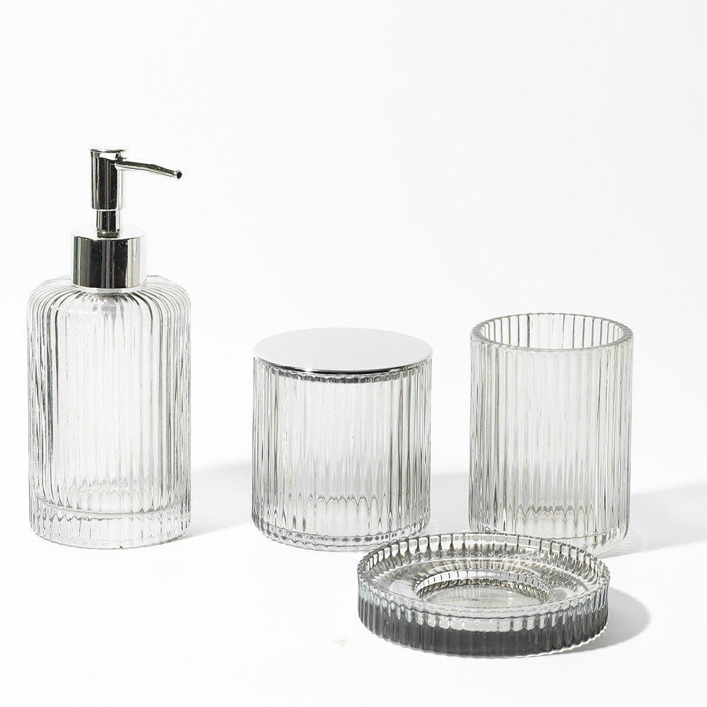 Claro 4-piece Glass Bathroom Set - Smokey Grey