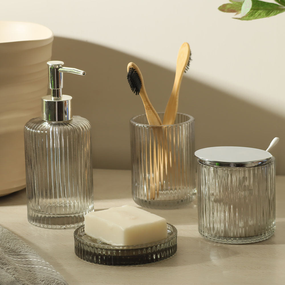 Claro 4-piece Glass Bathroom Set - Smokey Grey