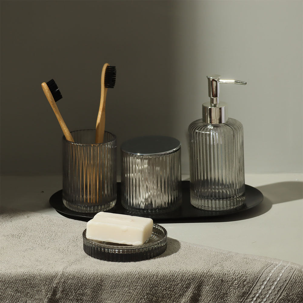 Claro 4-piece Glass Bathroom Set - Smokey Grey