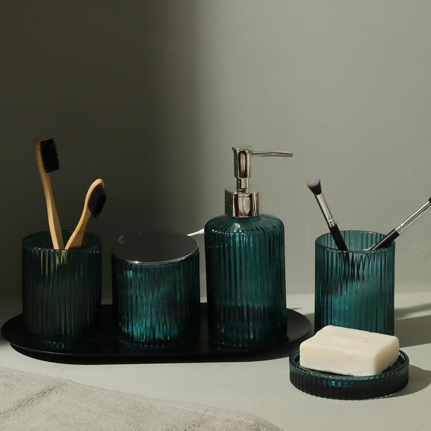 Claro 5-piece Glass Bathroom Set - Teal