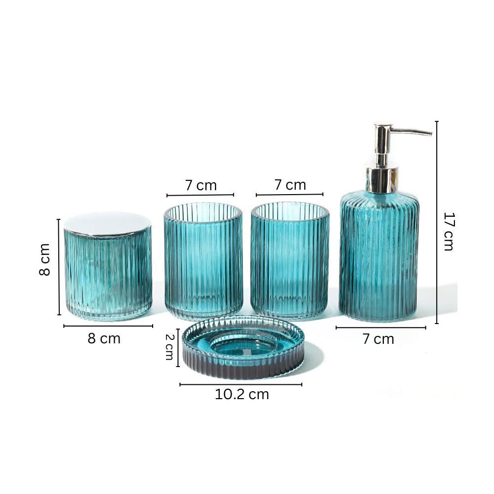 Claro 5-piece Glass Bathroom Set - Teal