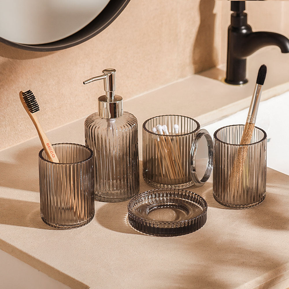 Claro 5-piece Glass Bathroom Set - Smokey Grey