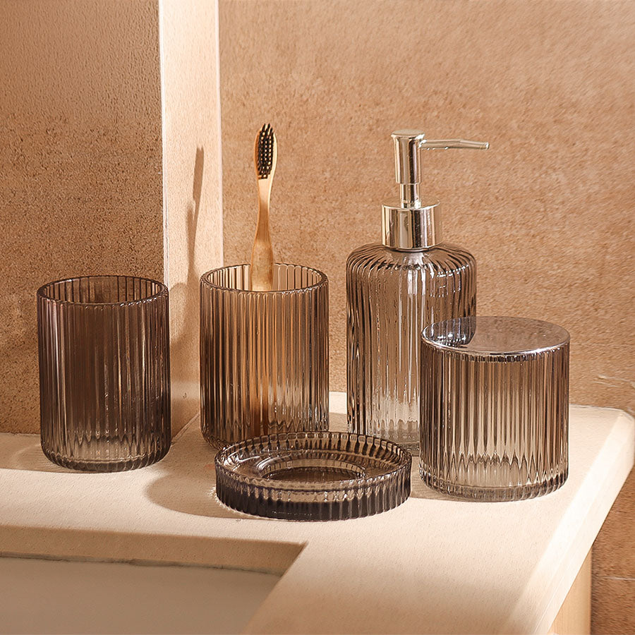 Claro 5-piece Glass Bathroom Set - Smokey Grey