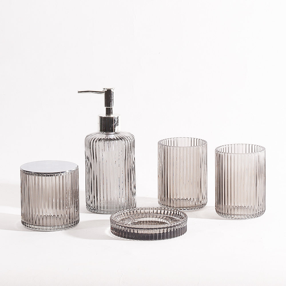Claro 5-piece Glass Bathroom Set - Smokey Grey