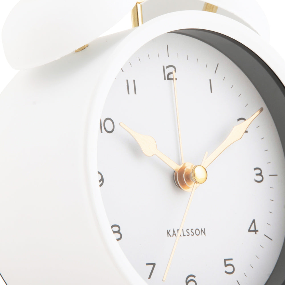 Classic Twin Bell Alarm Clock - White