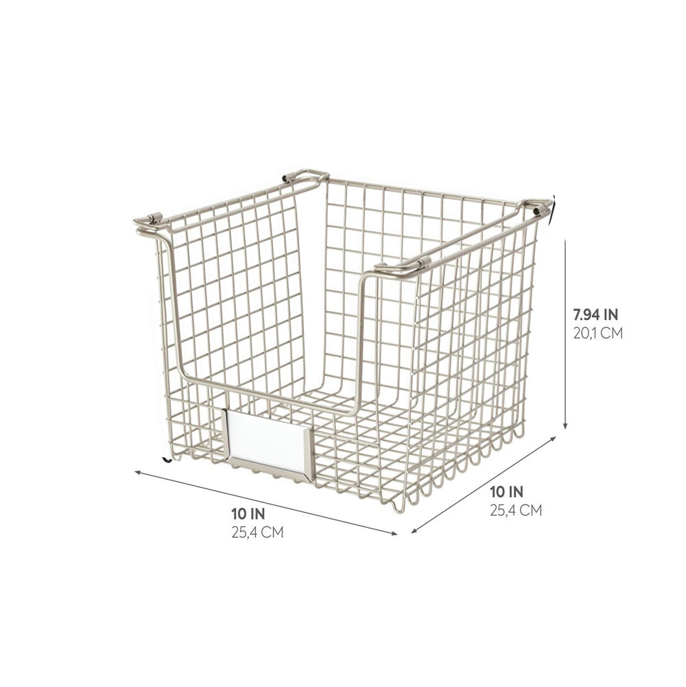 Classico Square Stackable Storage Basket - Nickel