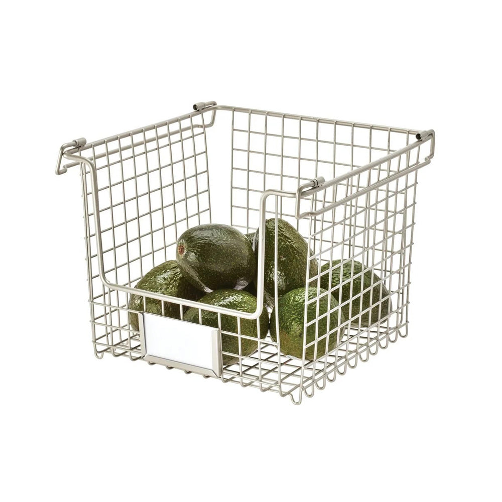 Classico Square Stackable Storage Basket - Nickel