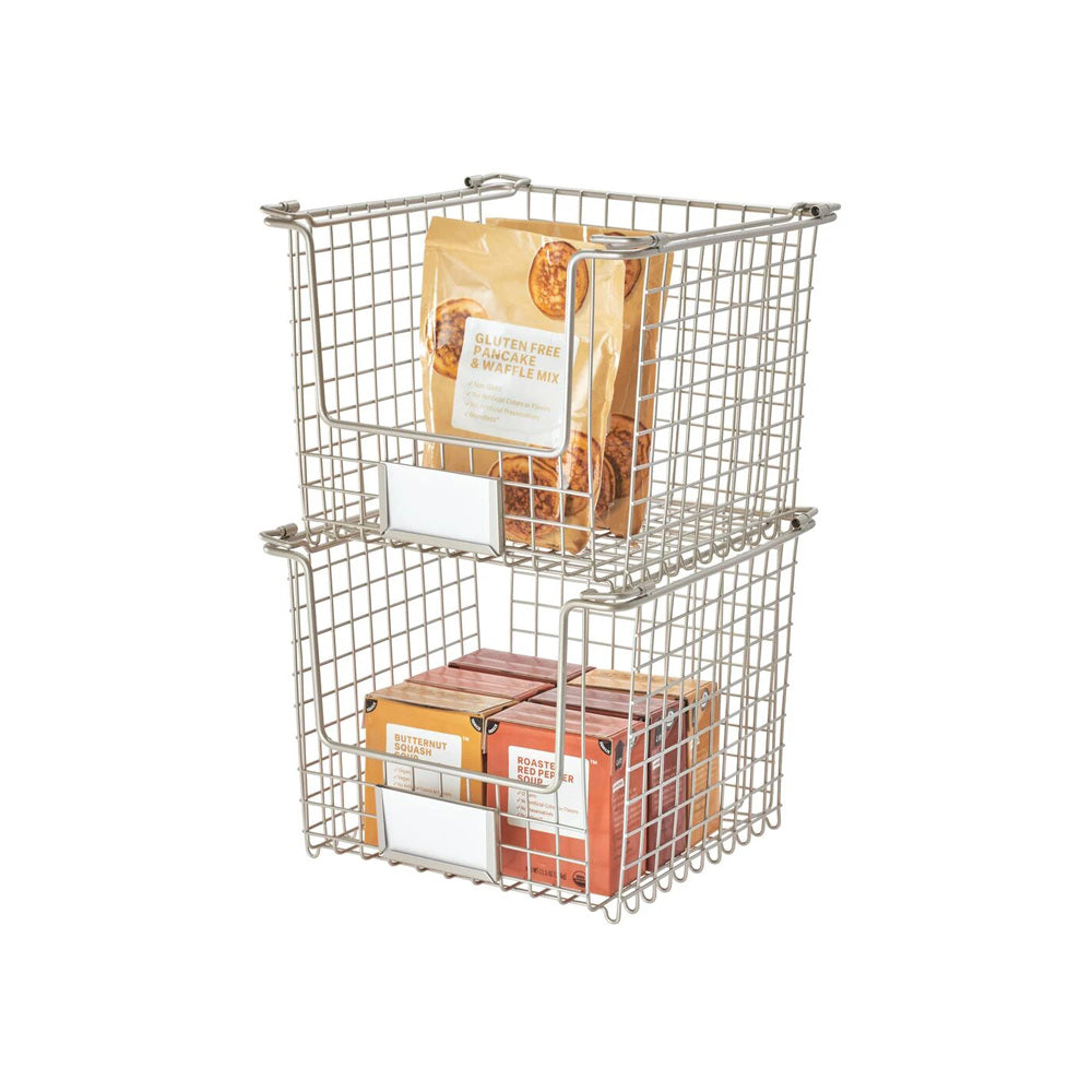 Classico Square Stackable Storage Basket - Nickel