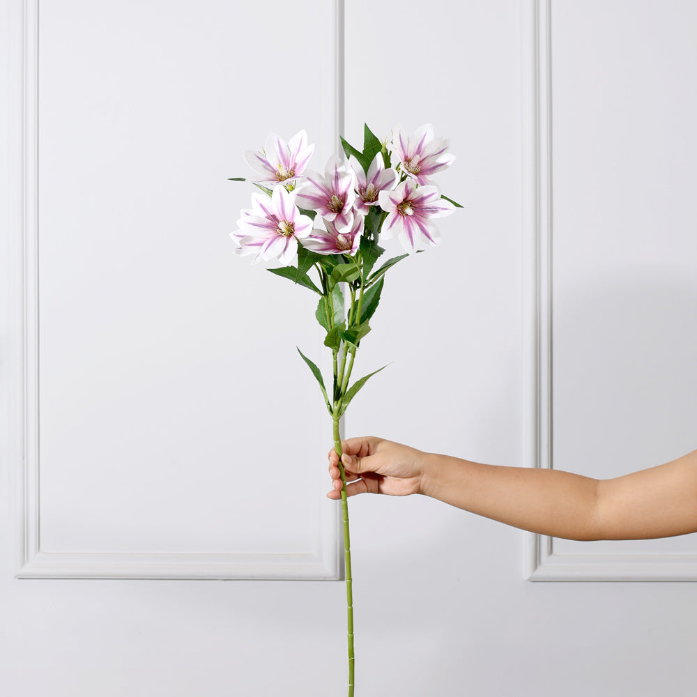 Clematis Faux Stem - White Purple