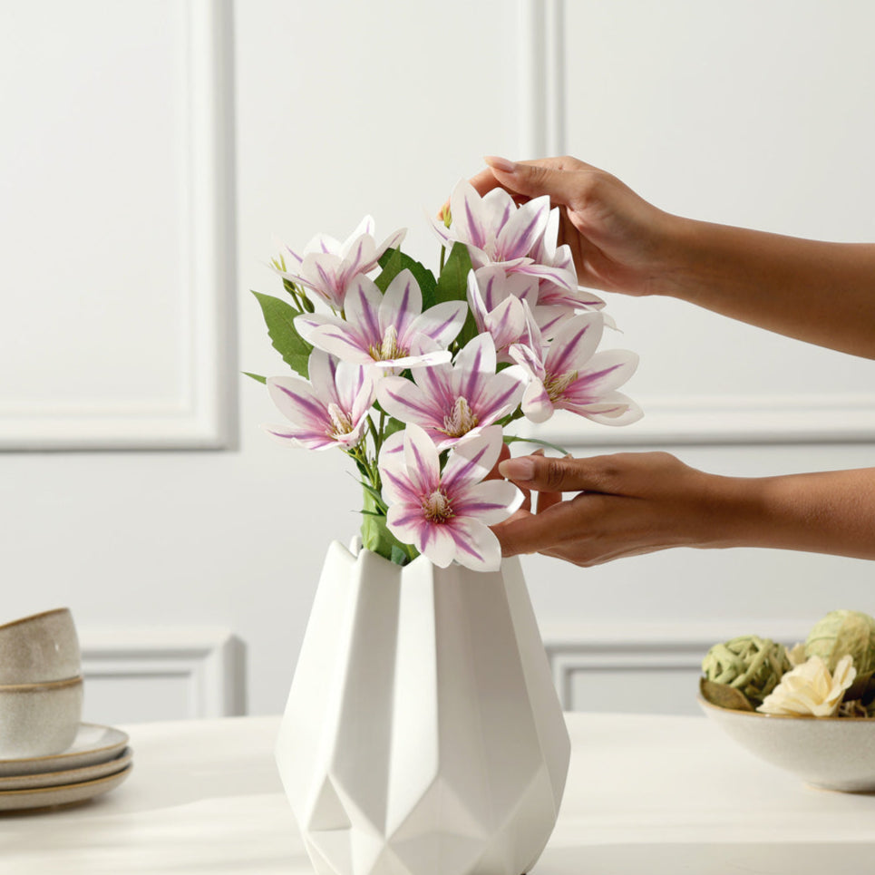 Clematis Faux Stem - White Purple