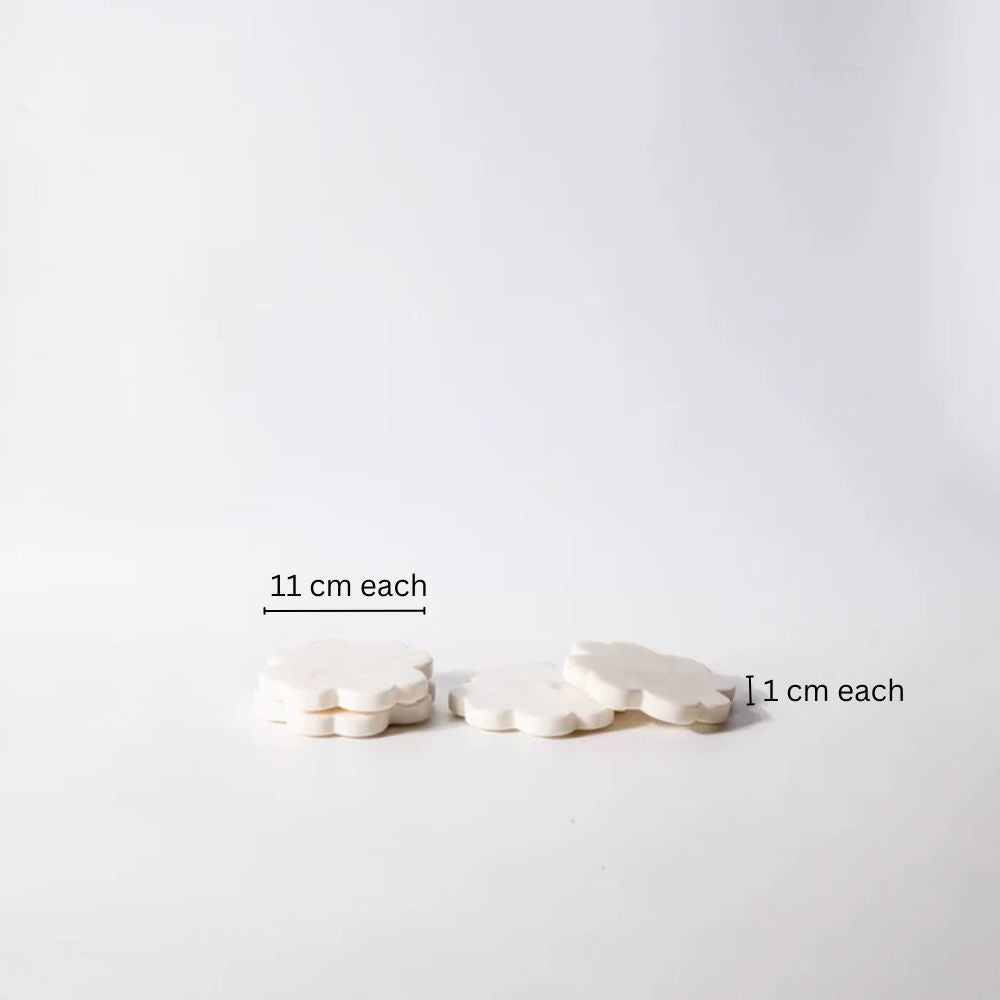Clover Marble Coasters, Set of 4 - White